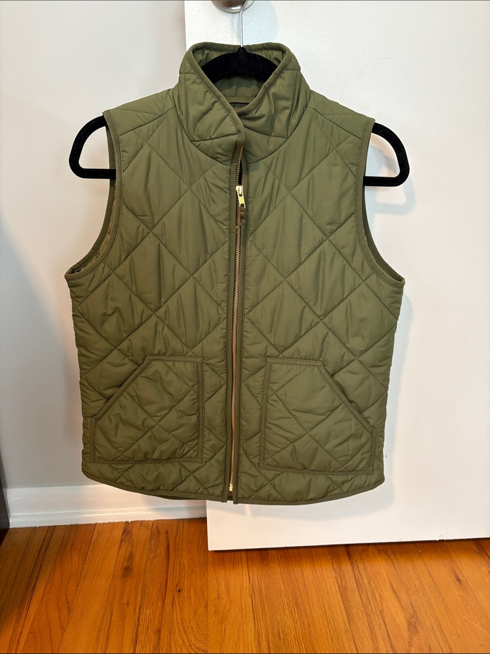 J. Crew Quilted Olive Green Puffer Vest